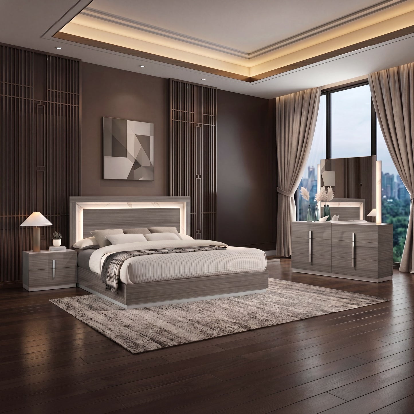 Altima - Bedroom Set With LED Headboard
