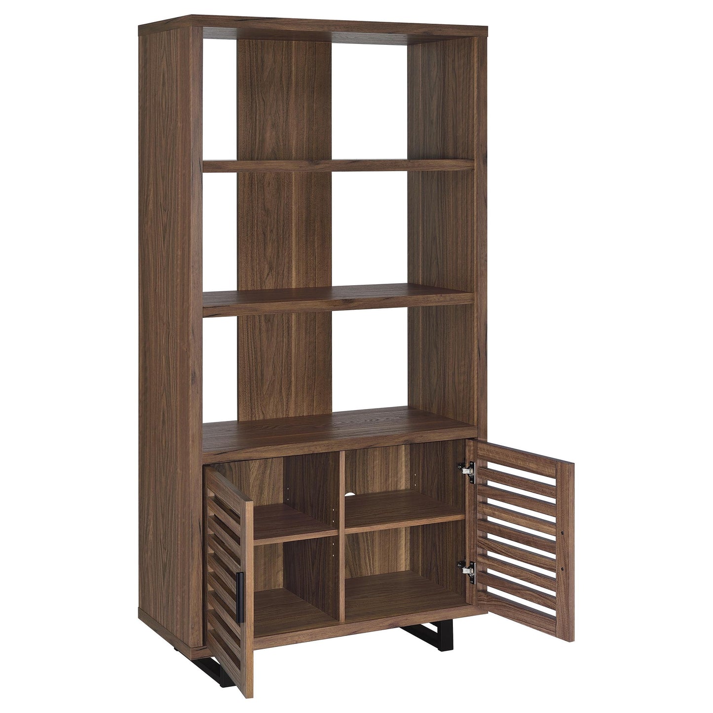 Rodger - 3 Shelf Cabinet Bookcase - Walnut