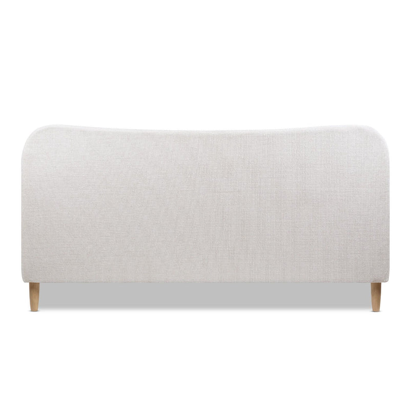 Roman - King Curved Headboard Upholstered Platform Bed - Light Beige