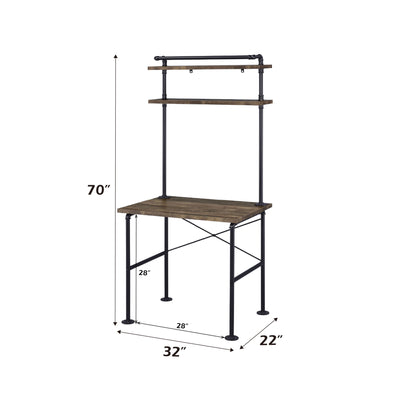 Ensata - Rustic Writing Desk - Black / Oak