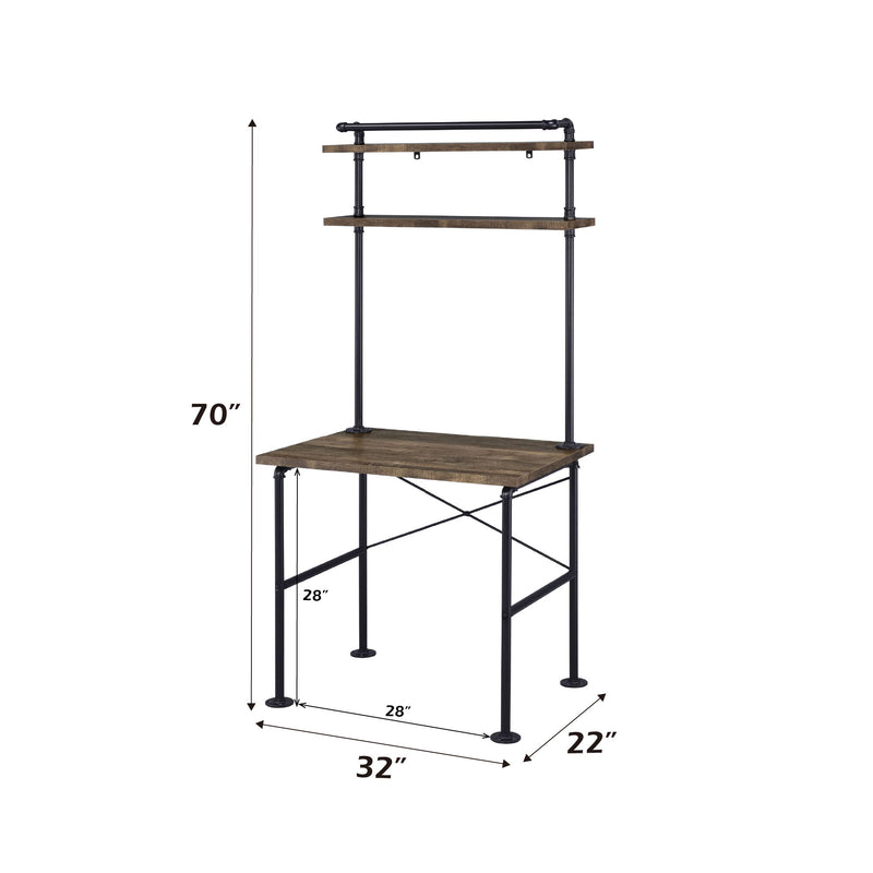 Ensata - Rustic Writing Desk - Black / Oak