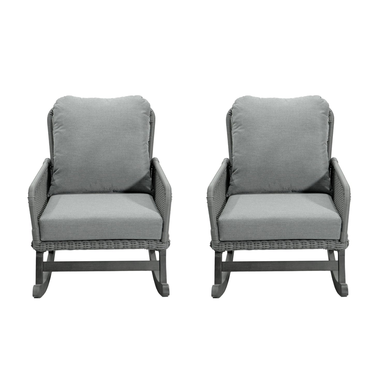 Contemporary Minimalist Wicker Rocking Chair With Soft Cushions And Durable Wooden Frame