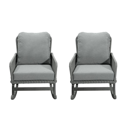 Contemporary Minimalist Wicker Rocking Chair With Soft Cushions And Durable Wooden Frame
