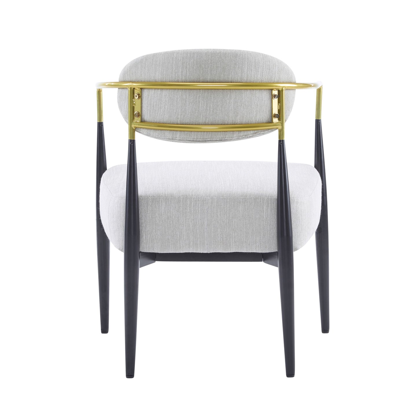 Upholstered Accent Armchair With Tapered Legs - Beige / Black / Gold