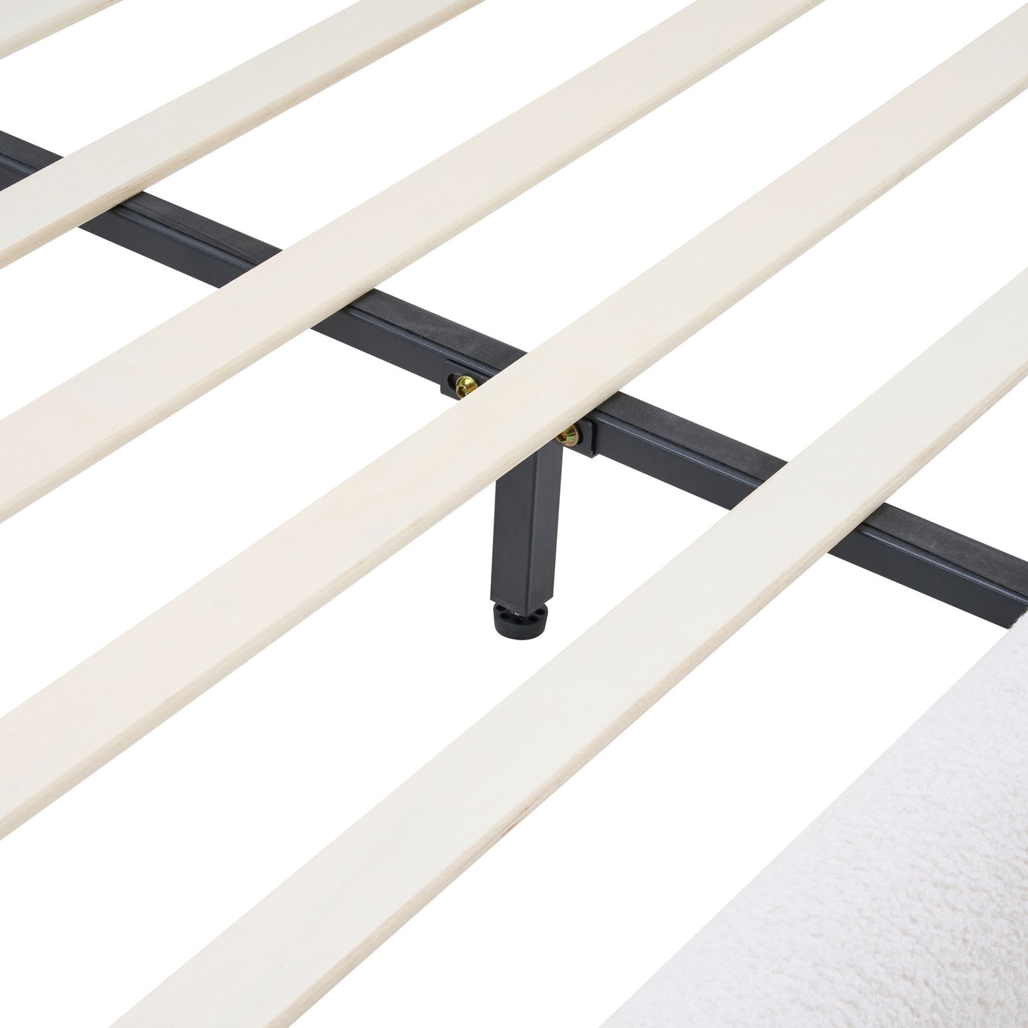 Queen Size Upholstered Platform Bed Frame With Split Headboard - White
