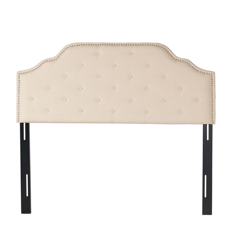 Luella - Button Tufted Full / Queen Upholstered Metal Panel Headboard - Beige