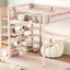 Loft Bed With 4 Tier Shelves And Storage
