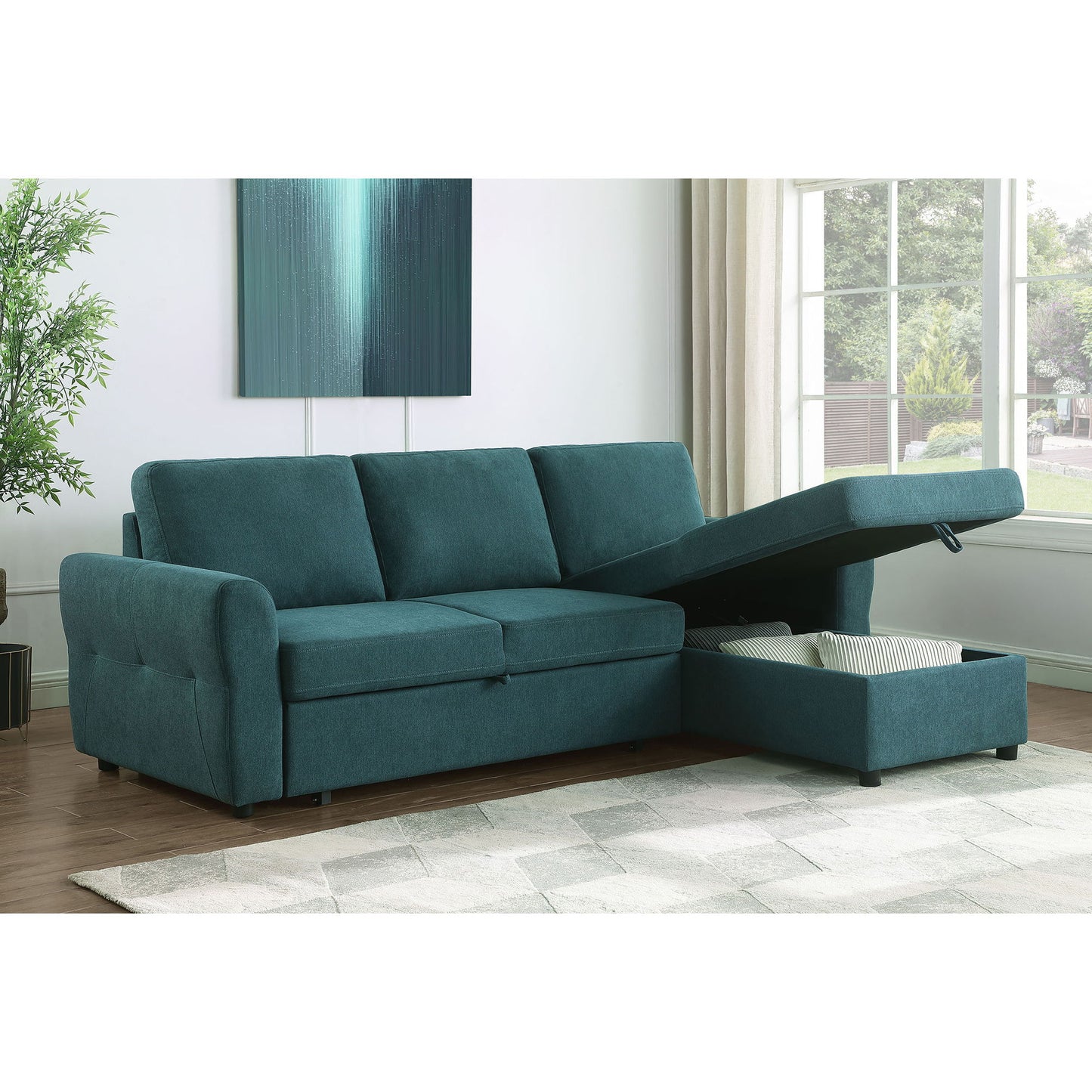 Kenna- Sleeper Sectional Sofa With Storage Ottoman