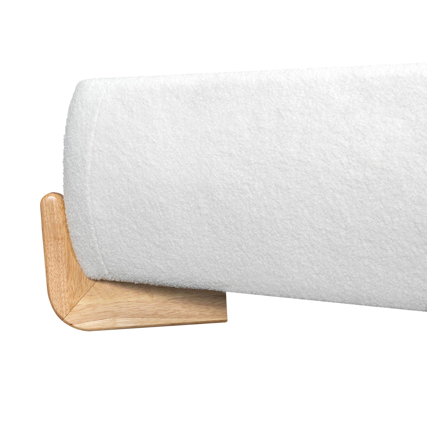 Queen Size Upholstered Bed With Slat Support - White