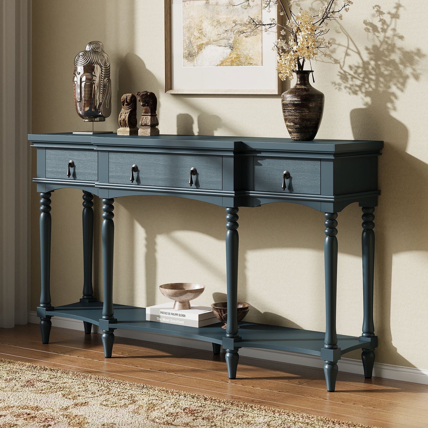 Retro Console Table With 3 Soft Close Drawers