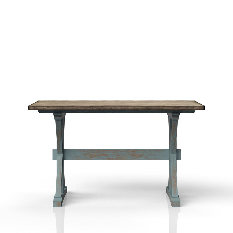Mesa de comedor de altura de mostrador con base en X - Azul agua