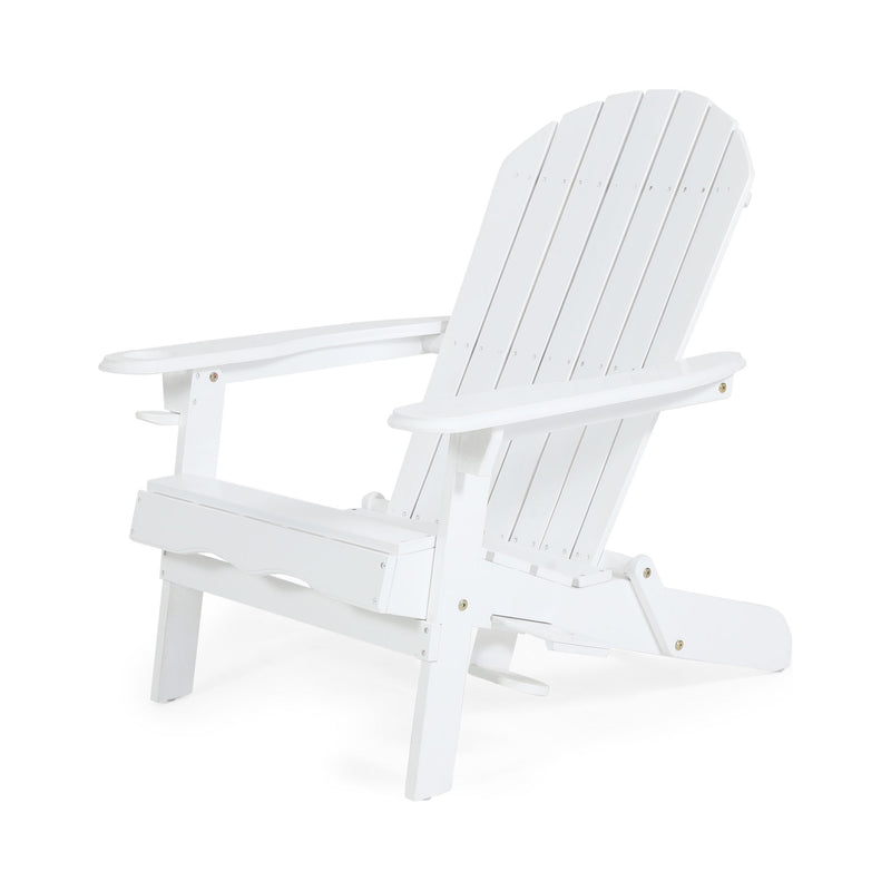Zenithia - Outdoor Foldable Adirondack Chair With 2 Cup Holders - White