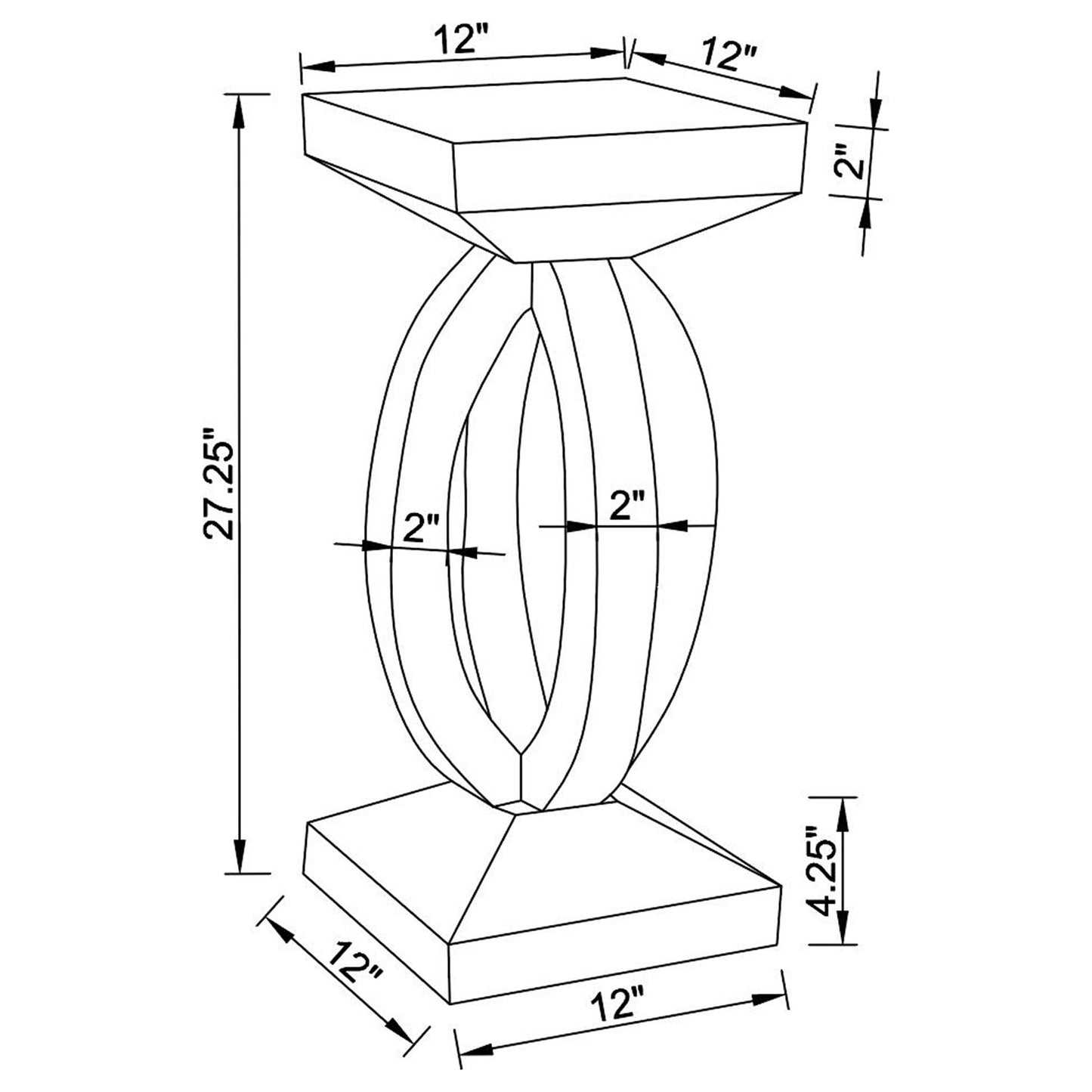 Empire - Square Side End Table - Silver