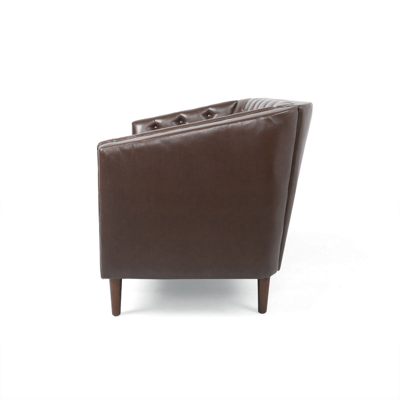 Sophisticated Loveseat With Diamond Stitched Detailing - Dark Brown