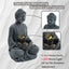 Zen - 2 Tier Meditating Buddha Water Fountain With Pump & LED Light - Gray