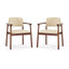 Dining Room Chairs, Ideal For Home & Kitchen (Set of 2) - Beige / Dark Walnut