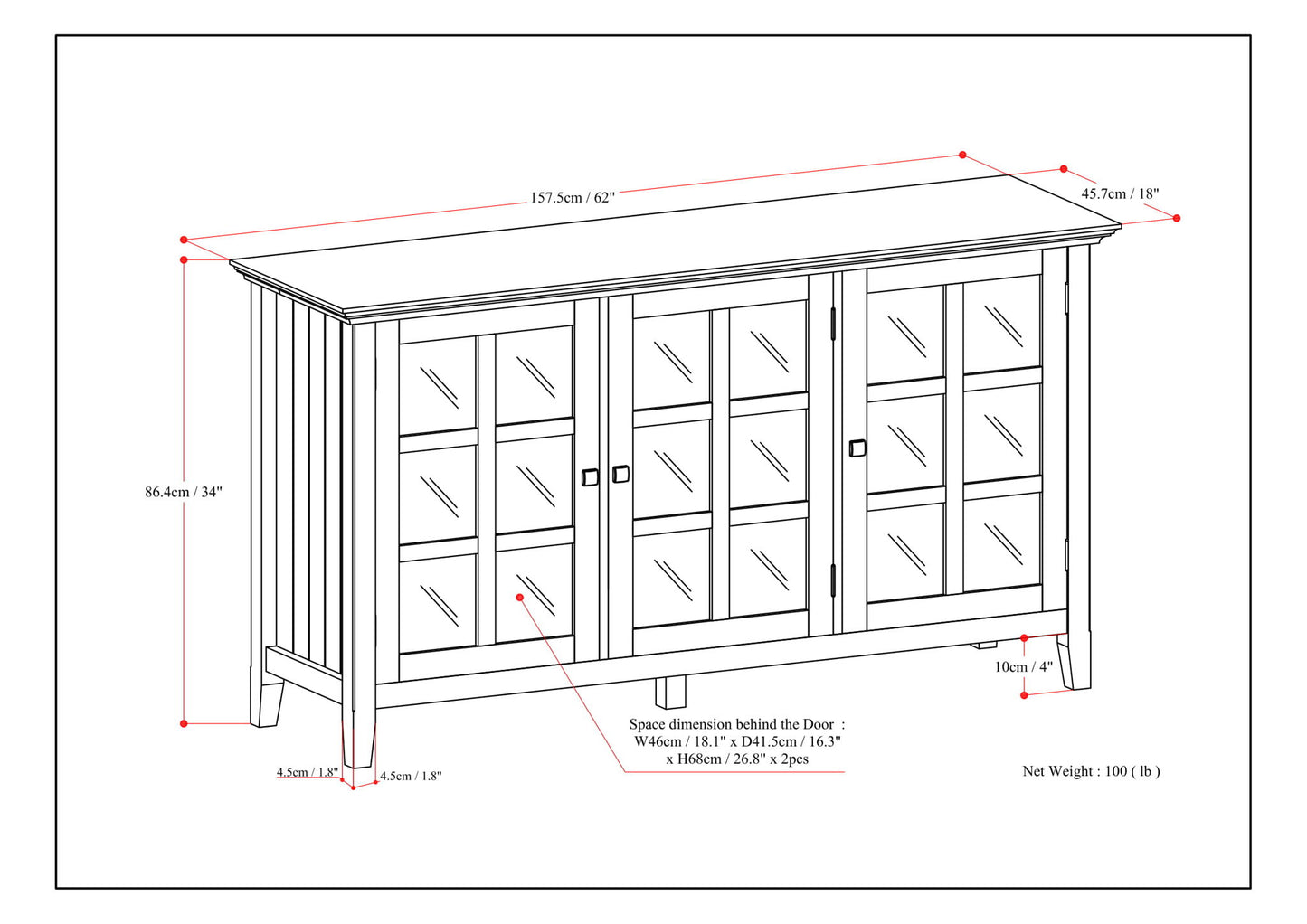 Acadian - Wide Storage Cabinet Handcrafted