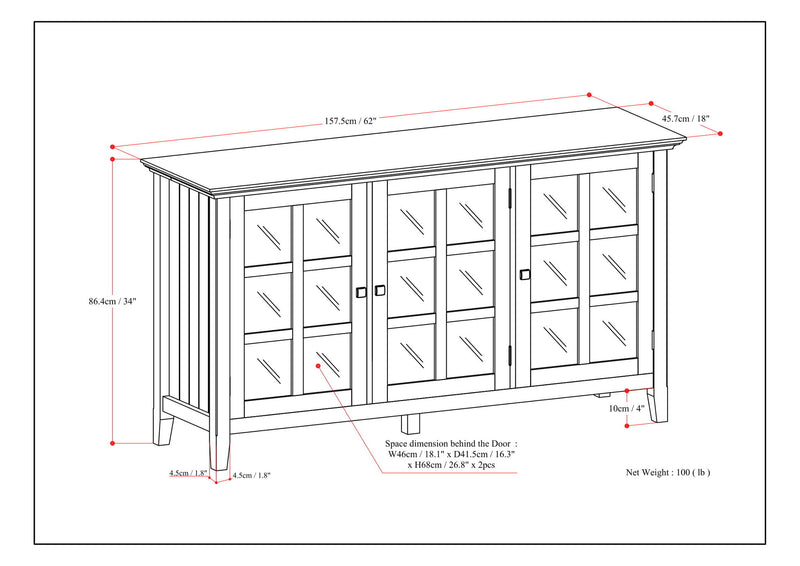 Acadian - Wide Storage Cabinet Handcrafted