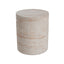 Modern Concrete Side Table With Travertine, Indoor / Outdoor Use - Beige