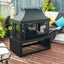 Fireplace, 50000 Btu Fire Pit, Wood Burning Chimney For Outside - Black