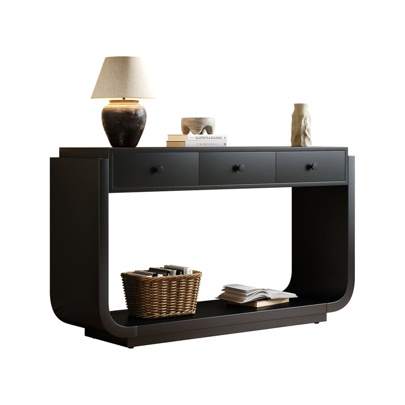 Console Table With 3 Drawers, Display Shelf