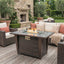 Fire Pit Table, Glass Wind Guard And Rain Cover, Lid - Brown