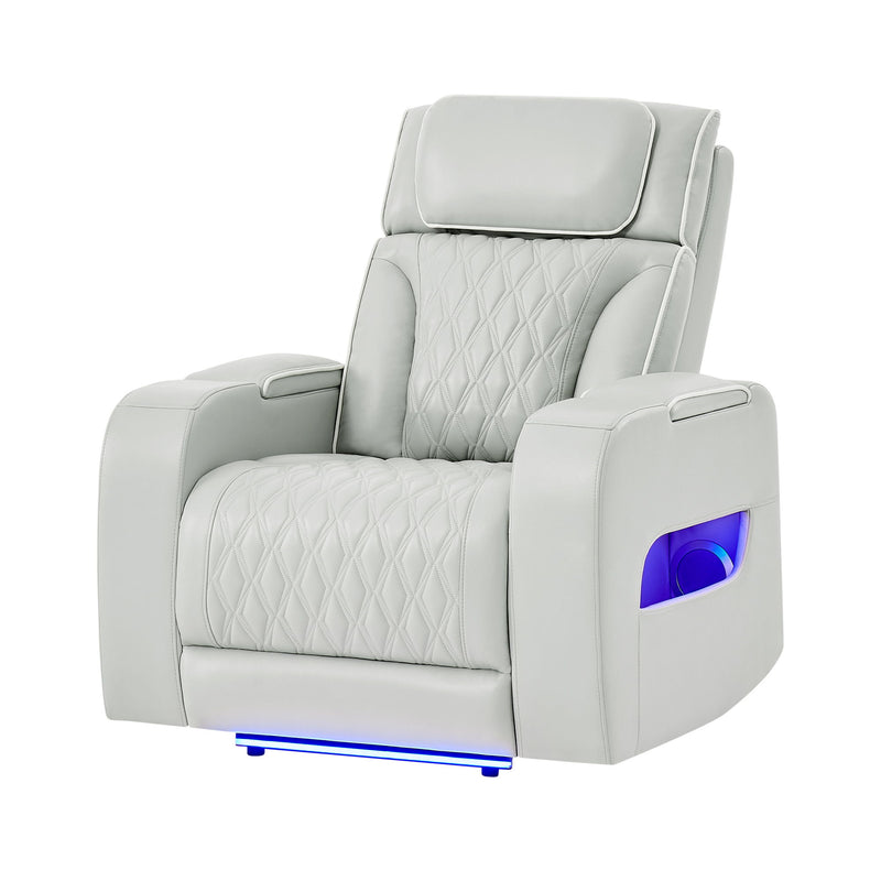 Julian - Power Recliner With Power Headrest And LED Lighting - Silver
