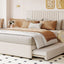 Upholstered Platform Bed With Drawers, Classic Headboard Design