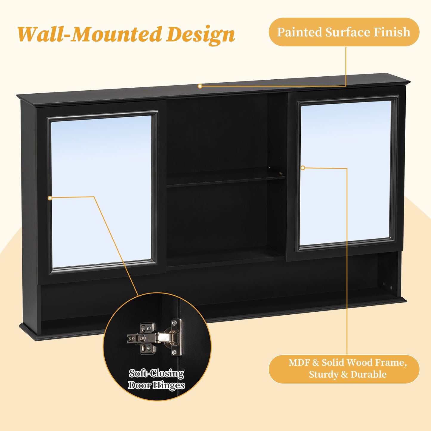 Double Sink Bathroom Vanity Set With Wall Mount Mirror Cabinet