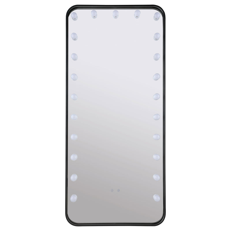 Villancourt - LED Standing Mirror With Speakers - Black
