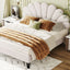 Upholstered Platform Bed With Flower Pattern Headboard