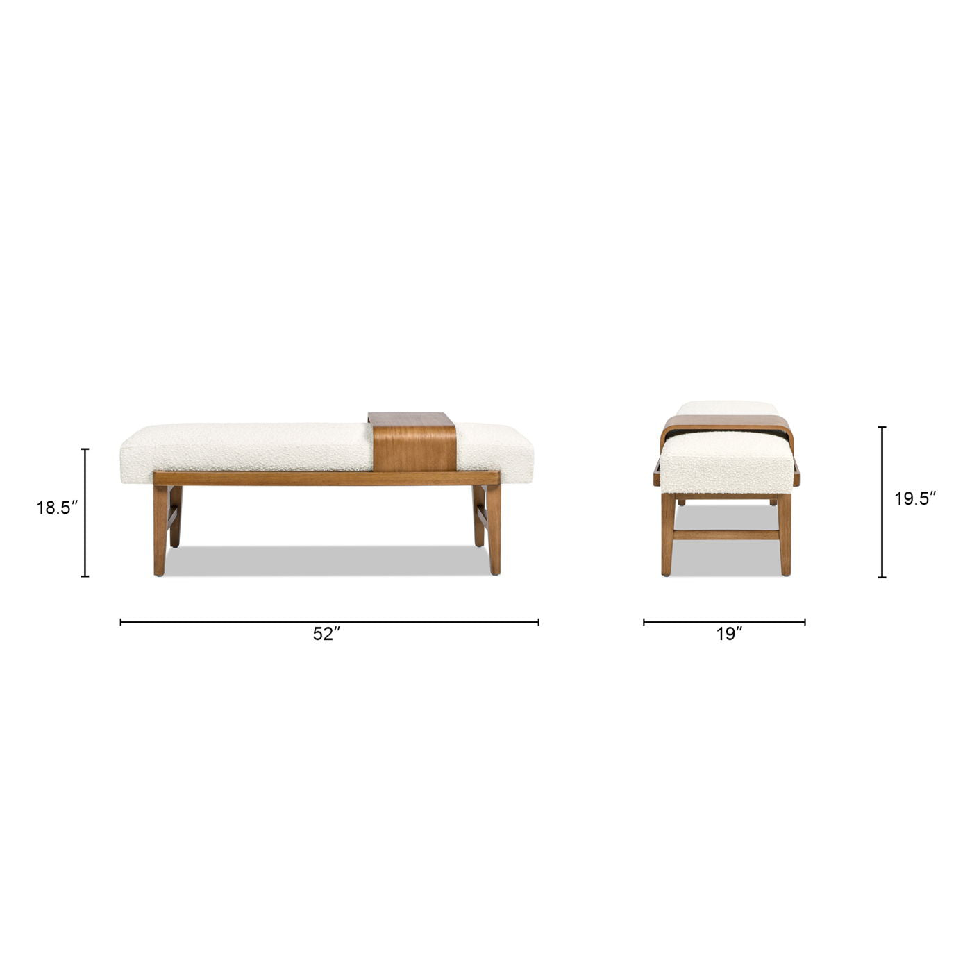 Billie - Modern Telephone Bench With Sliding Shelf - Ivory White