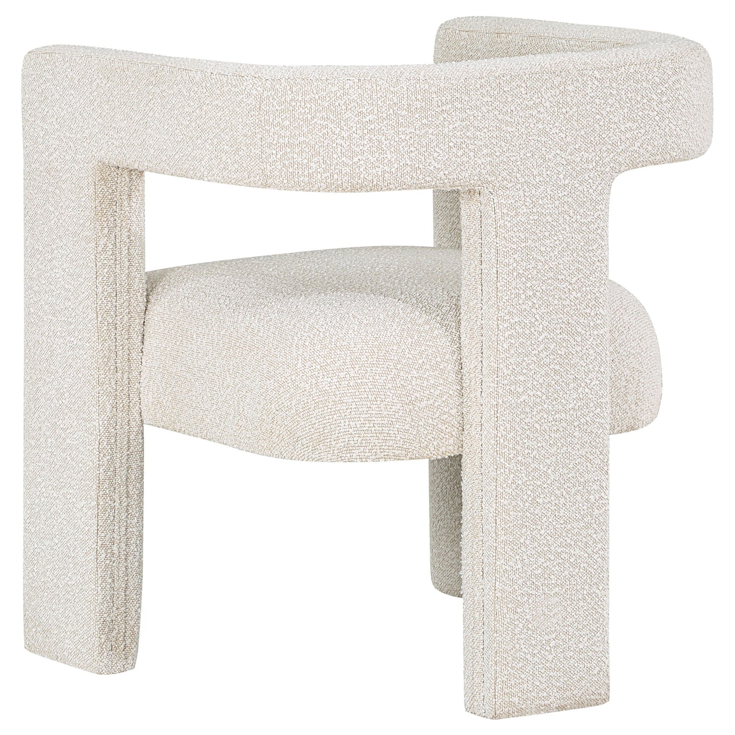 Verda - Upholstered Accent Side Chair In Soft With Rounded Open Back And 3 Leg Base - White