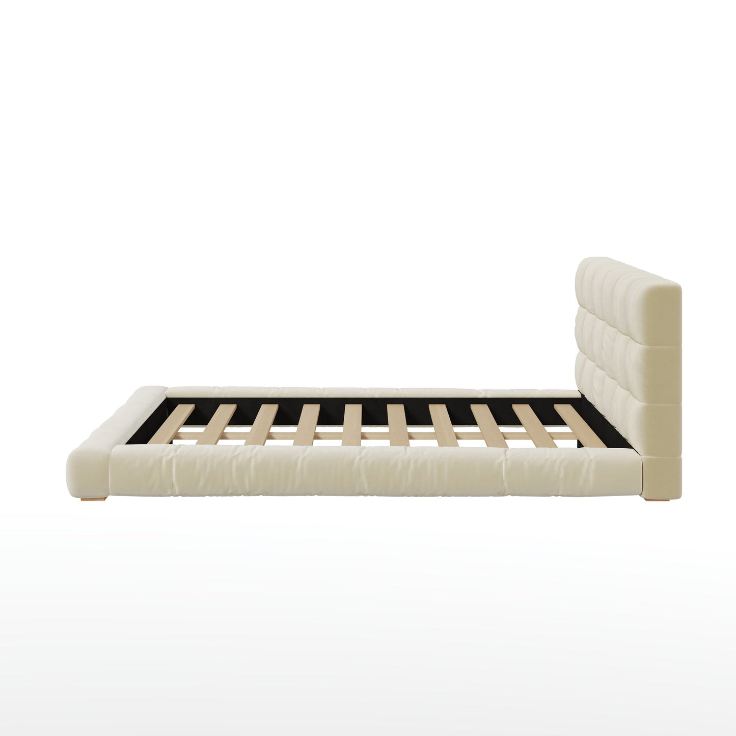 Upholstered Platform Bed Frame With Tufted Headboard