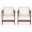Outdoor Lounge Chair With Woven Backrest, Solid Wood Frame, Comfortable Cushions