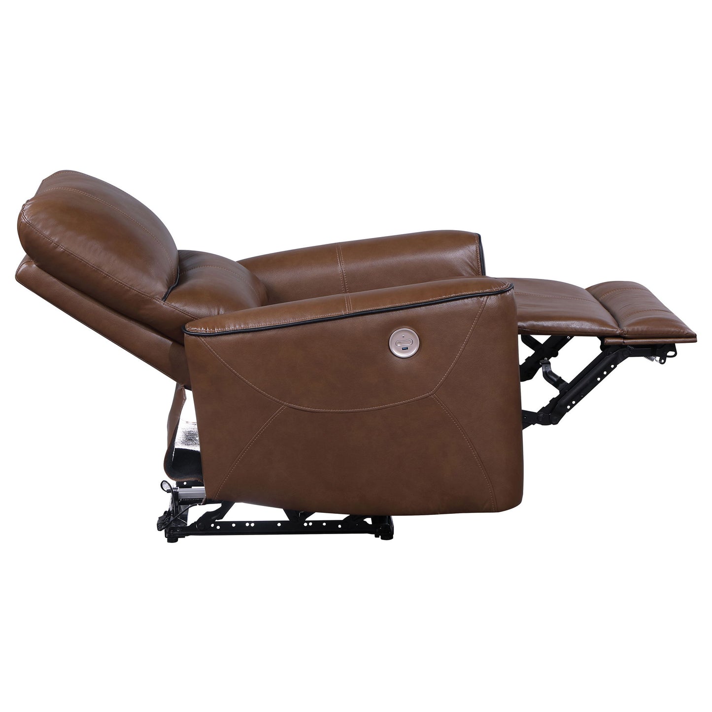 Denson - Upholstered Power Recliner Chair With USB Charging And Smooth Button Recline - Brown