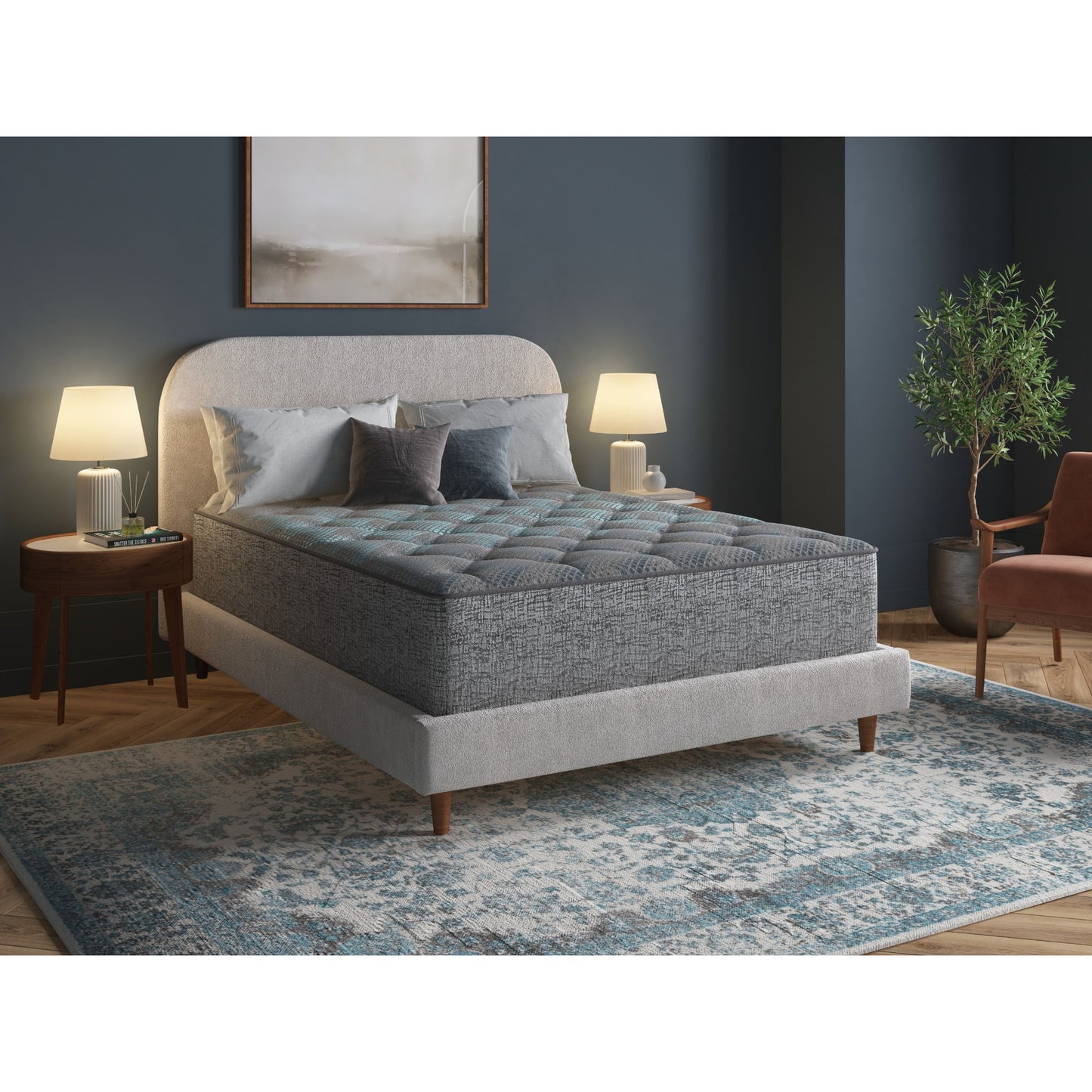 Comfort Care - 12" Hybrid Euro Top Mattress, Plush Comfort With Individual Pocketed Coil - Gray / Blue - Twin
