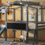 Loft House Bed With Ladder And Slide, With board And Light Strip On The Roof