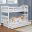 Slatted - Headboard Twin / Twin Bunk Bed With Built In Ladder Design - White
