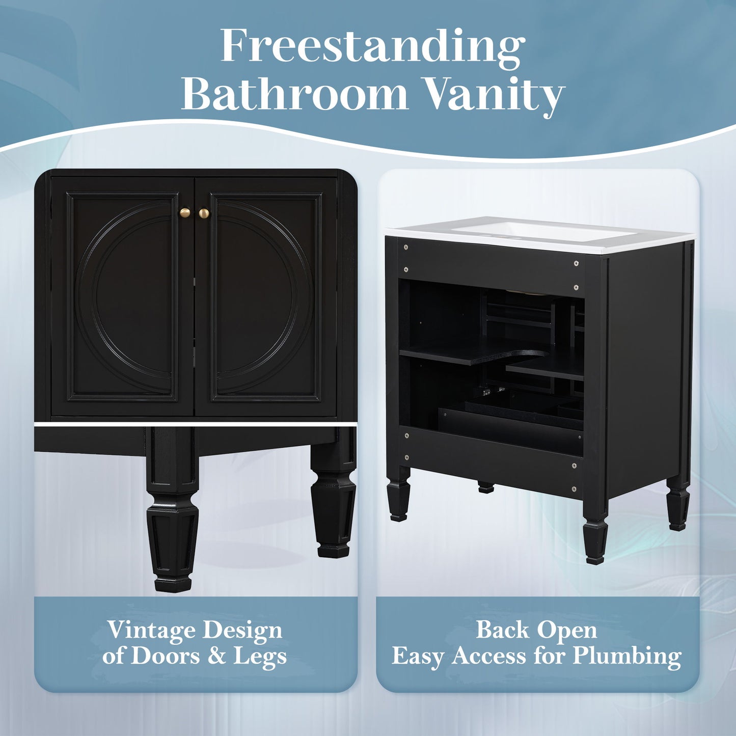 Double Sink Bathroom Vanity Set With Wall Mount Mirror Cabinet