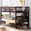 Stairway Bunk Bed With Storage And Guard Rail For Bedroom