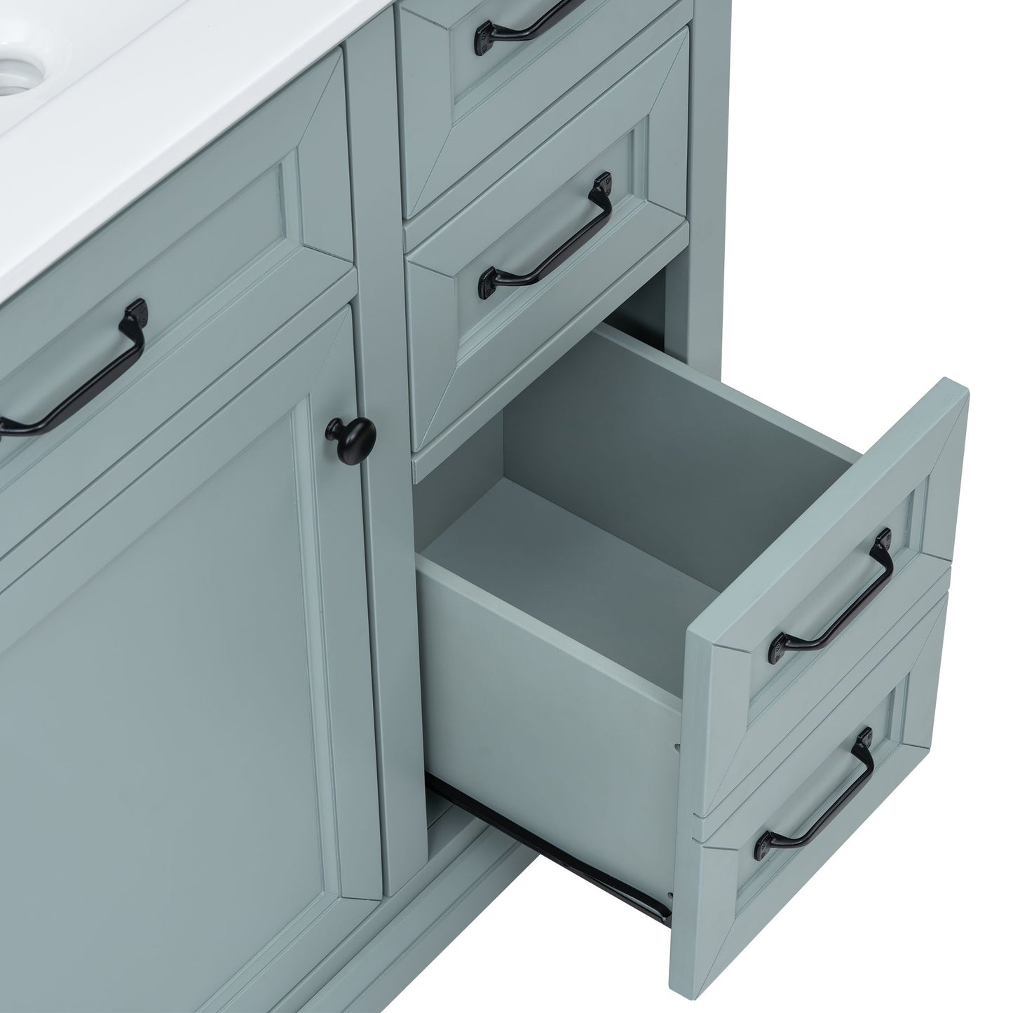 Bathroom Vanity With Sink, 2 Tip Out Drawers, Soft Close Hinges - Gray
