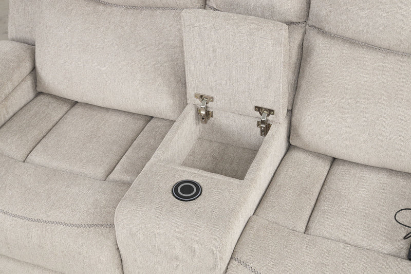 Galya - Motion Loveseat With Console - Light Gray