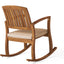 Acacia Wood Outdoor Patio Rocking Chair With Cushion (Set of 2) - Natural / Cream