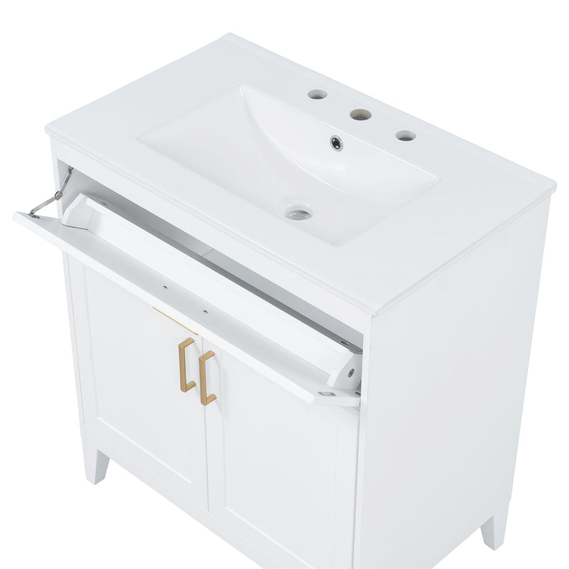 Bathroom Vanity With Sink Top, Adjustable Shelf, Door Organizers