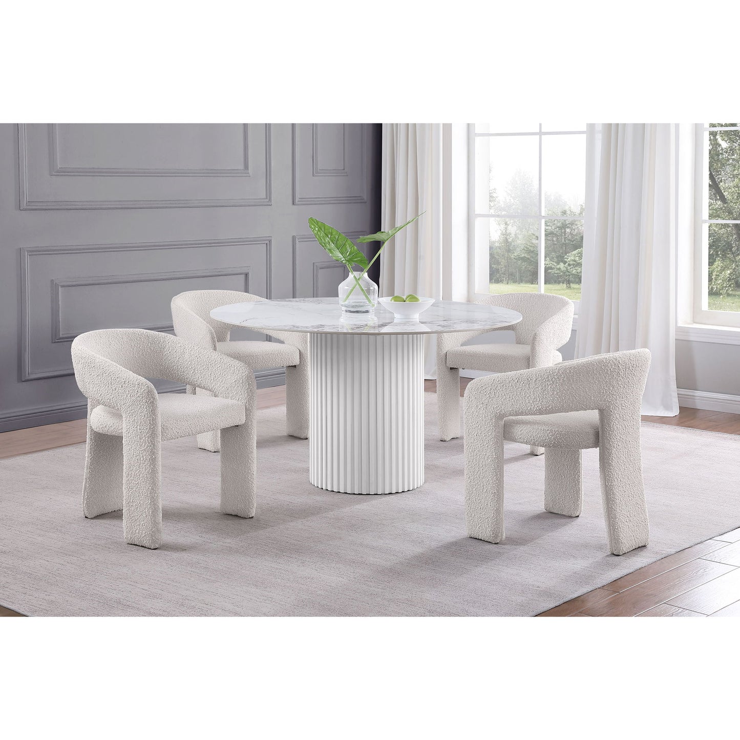 Quincy - Round Dining Table - White Marble