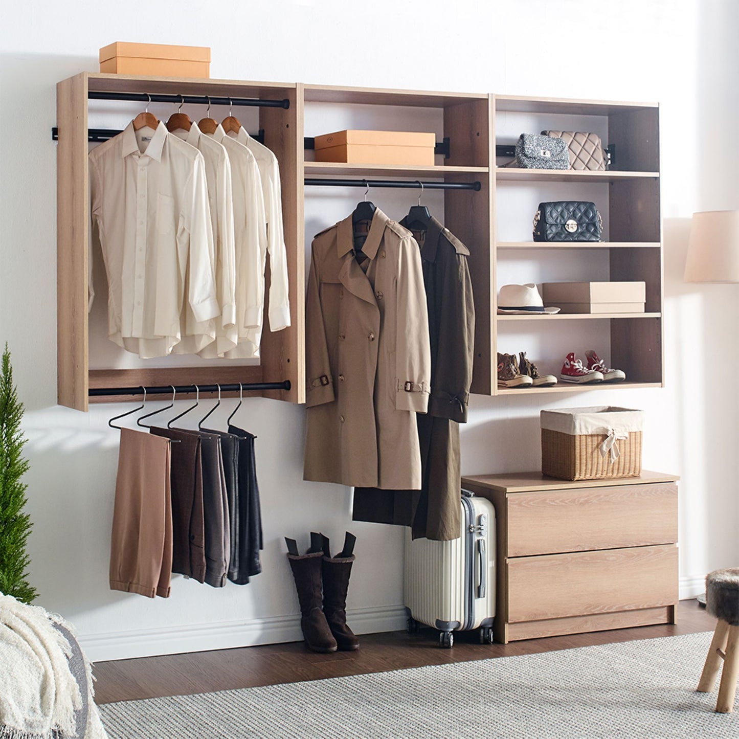 Devi - Wall Mounted Wood Closet System & Modular Units
