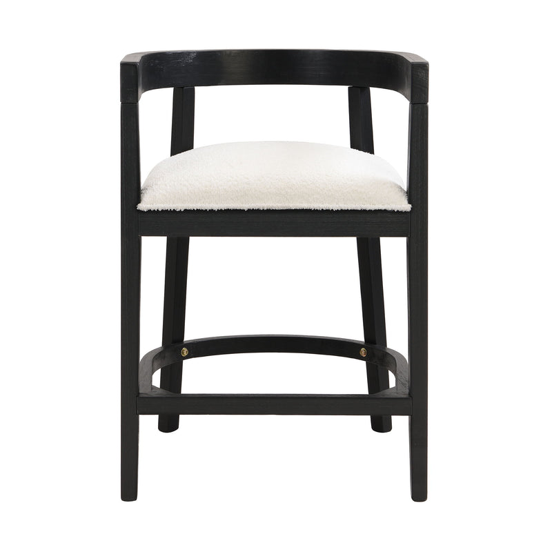 Modern Rubberwood Counter Stool Set With Upholstered Seats