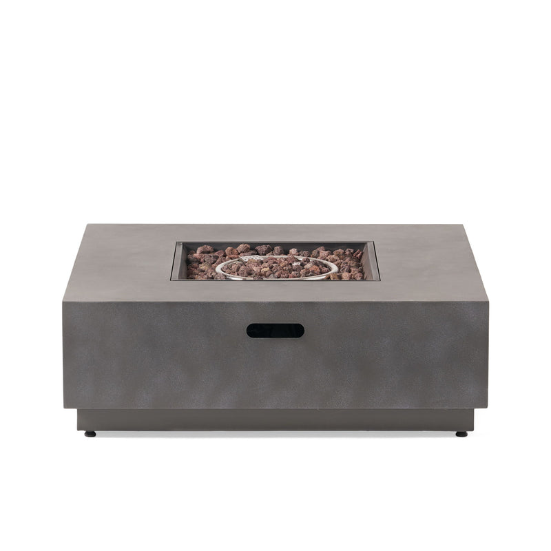 Modern Square Iron Fire Pit 50, 000 Btu - Stone Gray