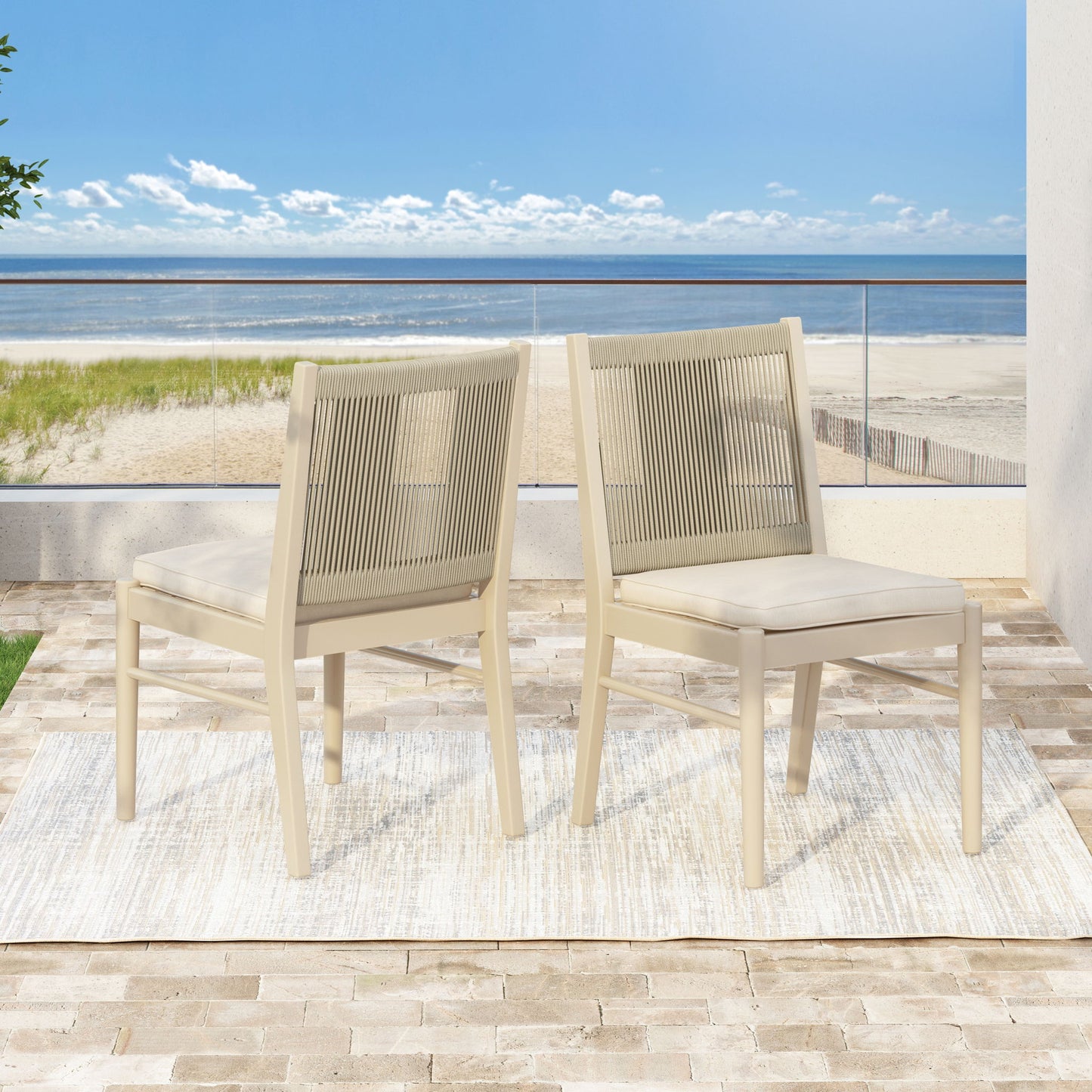 Cordoba - Dining Chair (Set of 2) Comfortable Armless Chairs - Beige